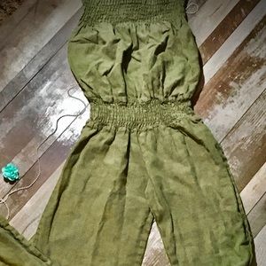 Young fabulous and broke olive Linen romper.